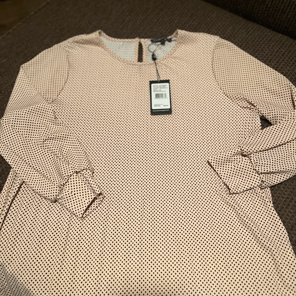 Adrianna Papell Pink Polka Dot Blouse